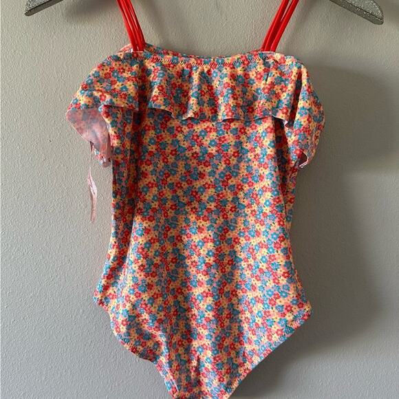 KAVU Floral Coral Summer Bloom One Piece Swimsuit NEW - Picture 2 of 8